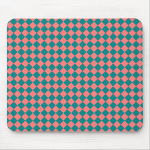 Mousepad Padrão de Diamante Xadrez Rosa Ciano