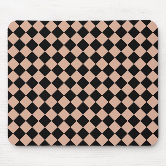 Mousepad Padrão de diamante xadrez rosa e preto (Frente)