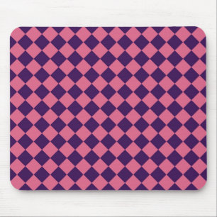 Mousepad Padrão de Diamante Xadrez Rosa Roxo