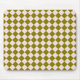 Mousepad Padrão de diamante xadrez rosa verde