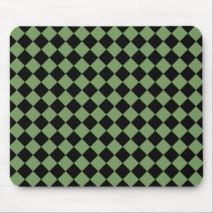 Mousepad Padrão de Diamante Xadrez Verde Preto