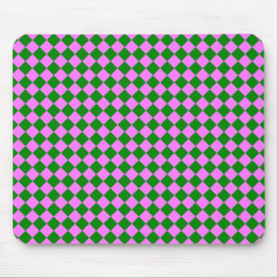 Mousepad Padrão de Diamante Xadrez Verde Rosa