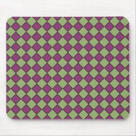 Mousepad Padrão de Diamante Xadrez Verde Roxo