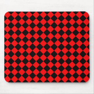 Mousepad Padrão de Diamante Xadrez Vermelho e Preto