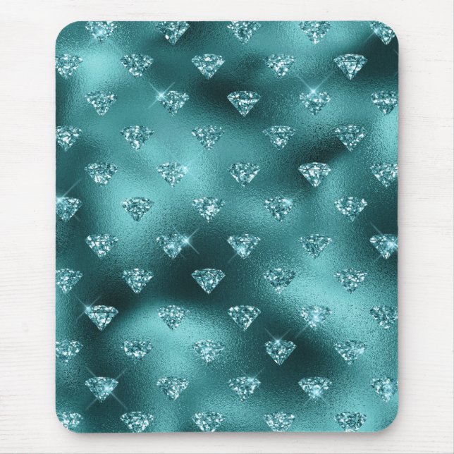 Mousepad Padrão de Diamantes com Glitter Glam Ombre Turques (Frente)