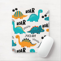 Padrão de Dinossauro Fofo Nome Personalizado Monog