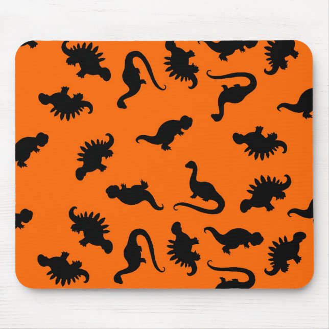 Mousepad Padrão de Dinossauro Gelado em Laranja (Frente)