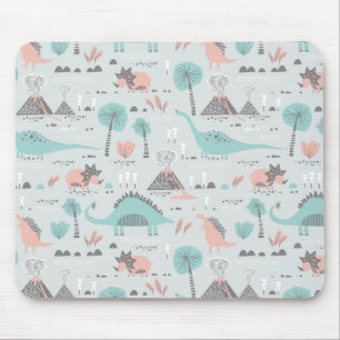 Mousepad Padrão de Dinossauro Pastel