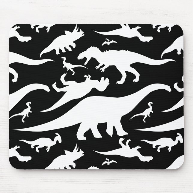 Mousepad Padrão de Dinossauro Preto e Branco (Frente)