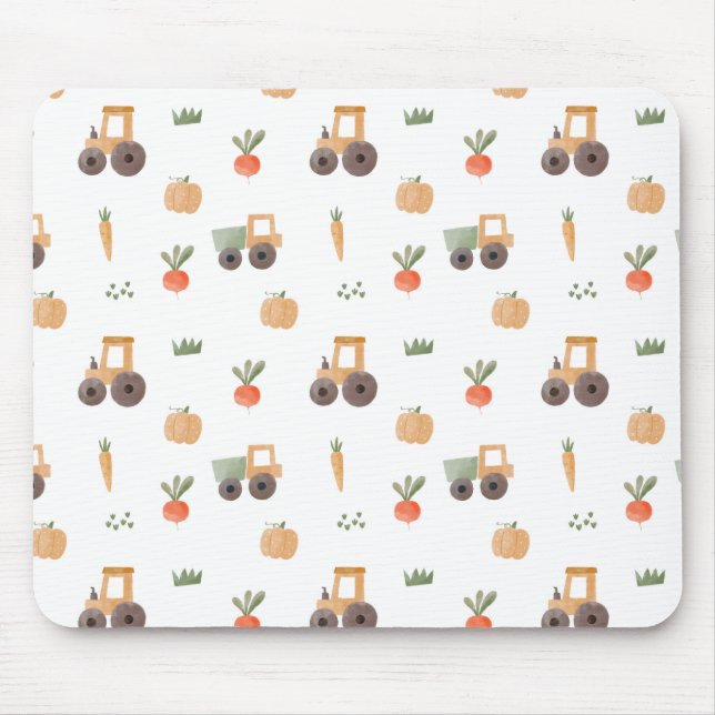 Mousepad Padrão de Diversão de Aquarela do Jardim fazenda (Frente)