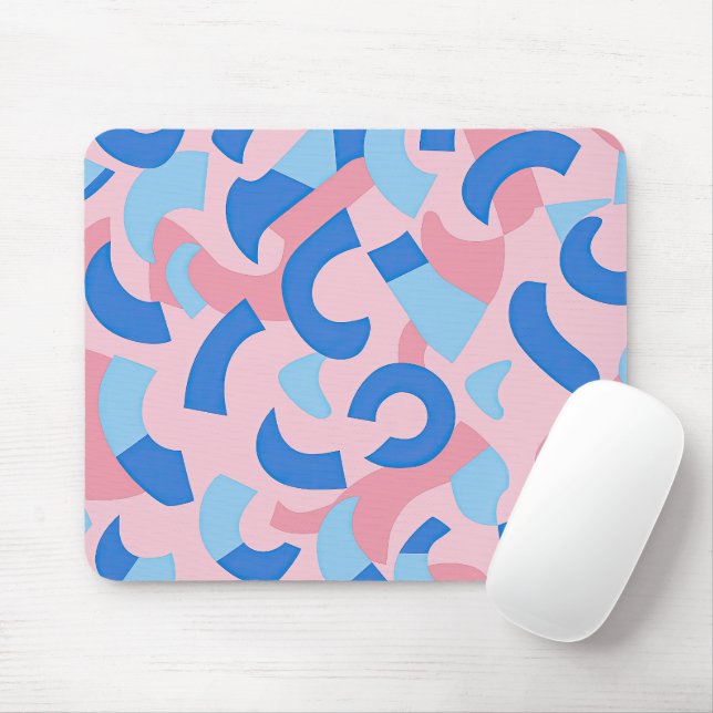 Mousepad Padrão de Doodle Rosa e Azul (Com mouse)