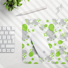 Mousepad Padrão De Elefantes, Elefantes Bonitos - Cinzas Ve
