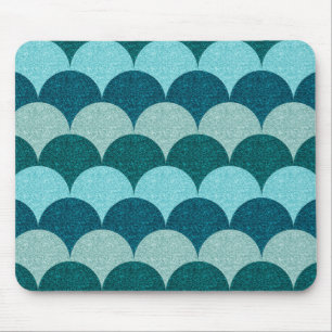 Mousepad Padrão de Escamas de Sereia Brilhantes Azuis