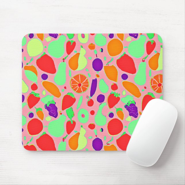 Mousepad Padrão de Espectro Colorido e Frutífero (Com mouse)