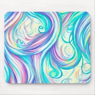 Mousepad Padrão de espirais e espirais de ondas azuis