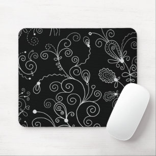 Mousepad Padrão de espirais, padrão de espiral, preto e bra