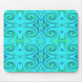 Mousepad Padrão de espiral de Arte Líquida de Abstrato Azul