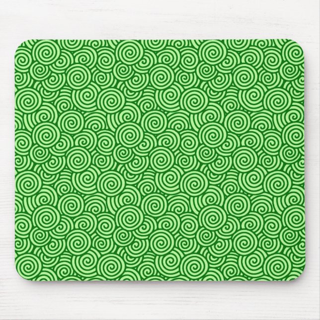 Mousepad Padrão de espiral japonês - pinheiro e verde limão (Frente)