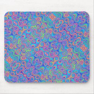 Mousepad Padrão de espiral laranja, Verde limão, roxo