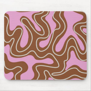 Mousepad Padrão de espiral líquida marmorla rosa castanha B