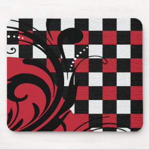 Mousepad Padrão de espiral verificado   Vermelho escuro, br