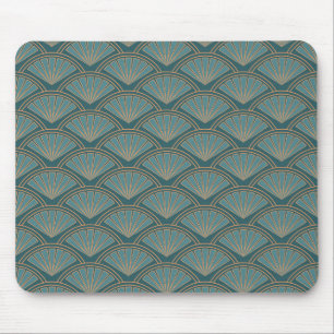 Mousepad Padrão de estilo Art Deco na cor azul teal