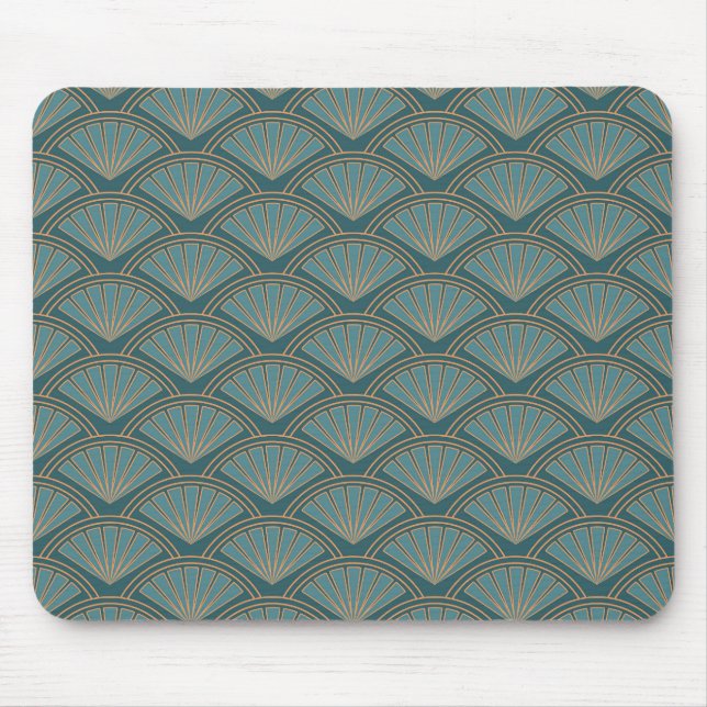 Mousepad Padrão de estilo Art Deco na cor azul teal (Frente)