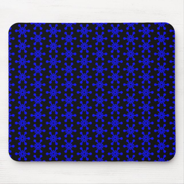 Mousepad Padrão de estrela - Azul em preto (Frente)