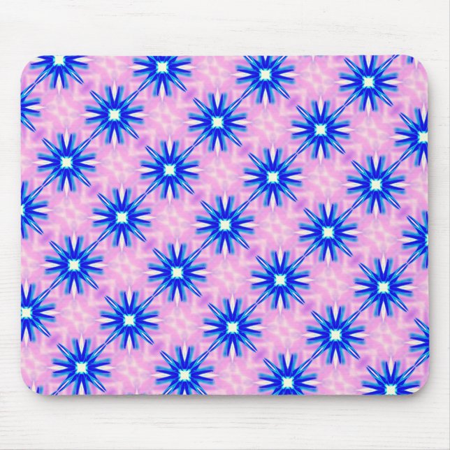 Mousepad padrão de estrela azul no mouse rosa (Frente)