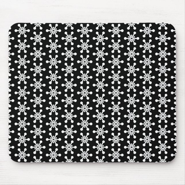 Mousepad Padrão de estrela - Branco em preto (Frente)