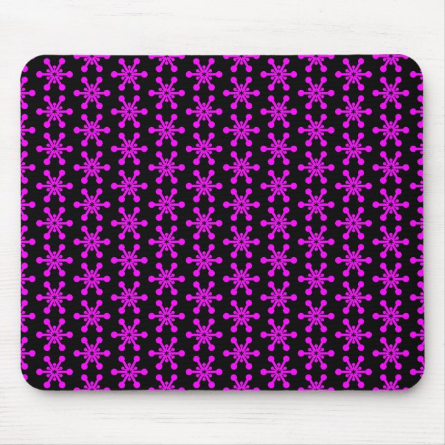 Mousepad Padrão de estrela - Magenta em preto (Frente)