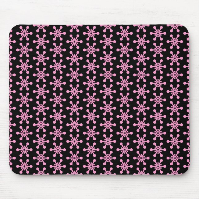 Mousepad Padrão de estrela - Rosa em preto (Frente)