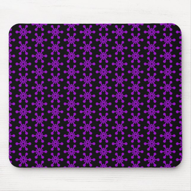 Mousepad Padrão de estrela - Roxo em preto (Frente)