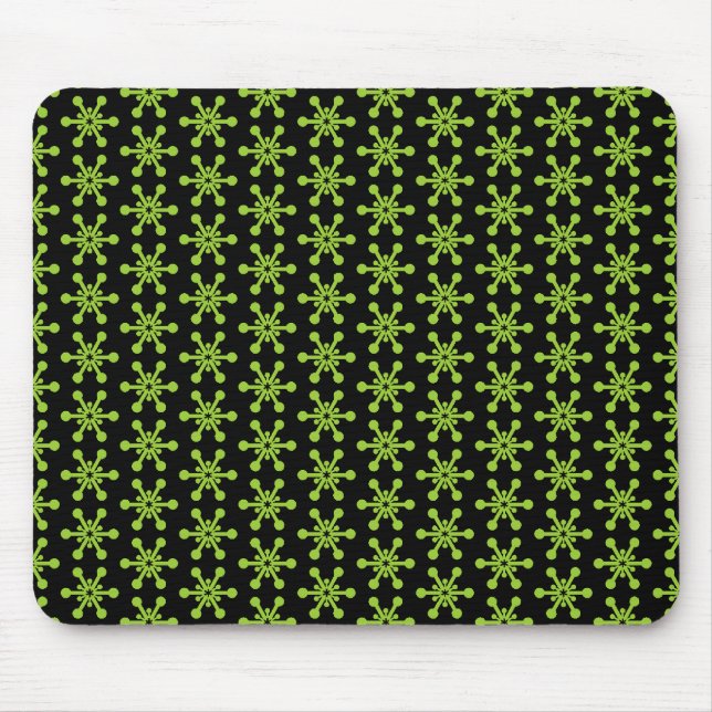 Mousepad Padrão de estrela - Verde em preto (Frente)