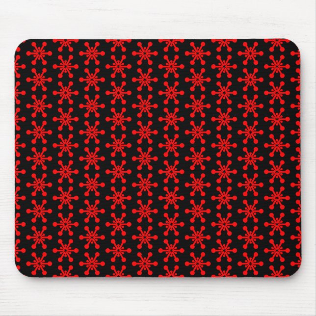 Mousepad Padrão de estrela - Vermelho em preto (Frente)