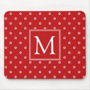 Mousepad Padrão de estrelas brancas no monograma vermelho b