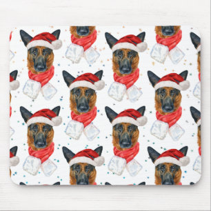 Mousepad Padrão de Estrelas de Natal do Cão da Raça Pastor