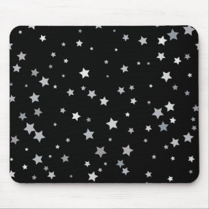 Mousepad Padrão de Estrelas Prateadas Cujas Qualquer cor