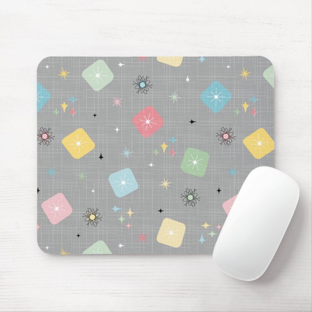 Mousepad Padrão de Explosões Atômicas com Estrelas Retro Di (Com mouse)