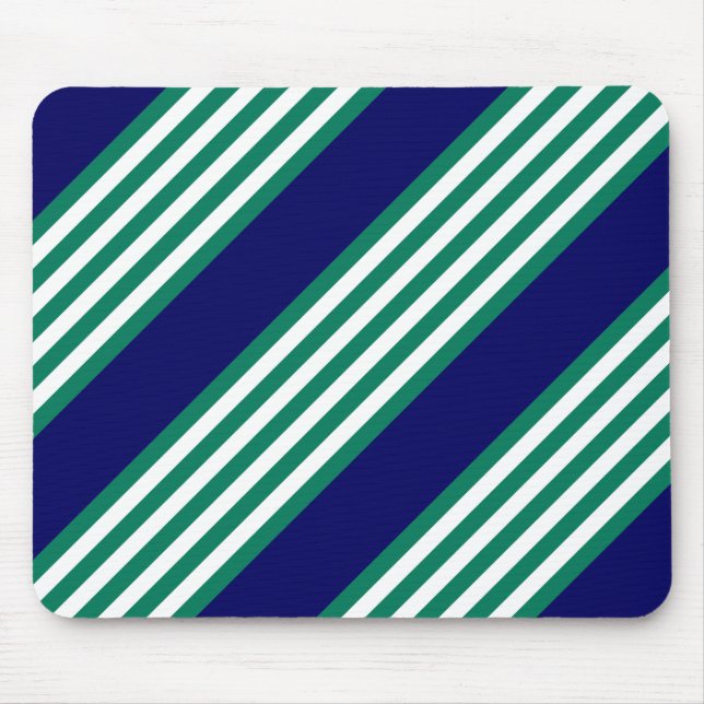 Mousepad Padrão de faixas verdes e brancas com azul-marinho (Frente)