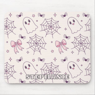Mousepad Padrão de fantasma e teia do Dia das Bruxas