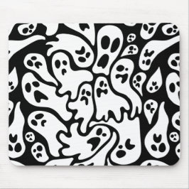 Mousepad Padrão de Fantasma Preto e Branco