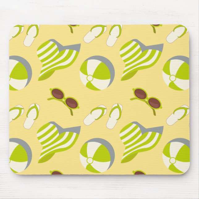 Mousepad Padrão de férias em praia com óculos de sol e chap (Frente)