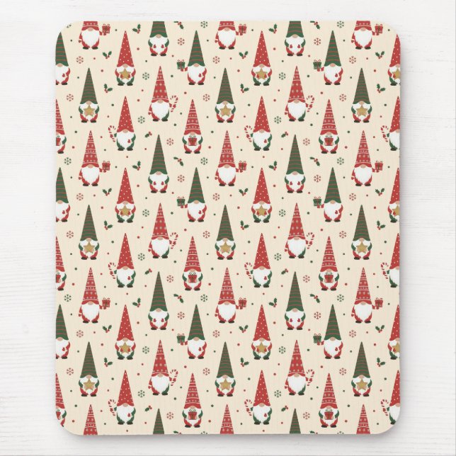 Mousepad Padrão de festa de Gnome de Natal (Frente)