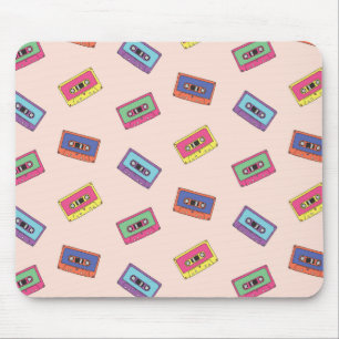 Mousepad Padrão de fita de cassete de áudio de Neon Retro