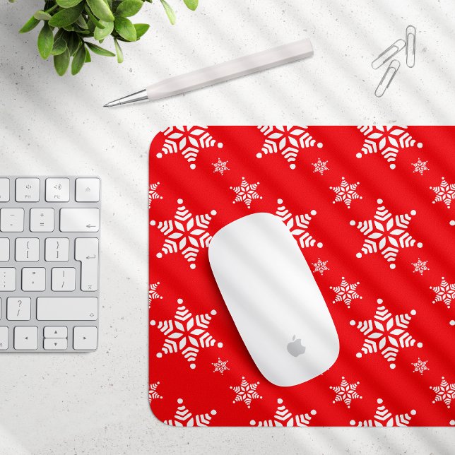 Mousepad Padrão de Floco de Neve, Flocos de Neve Brancos, N (Criador carregado)