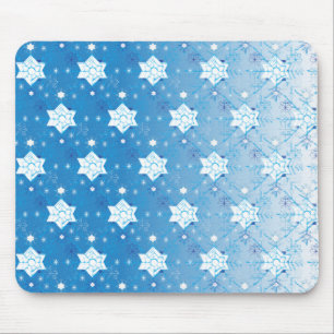 Mousepad Padrão de flocos de neve de cor azul e branca