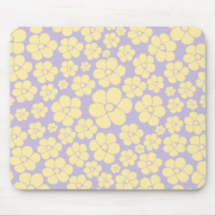 Mousepad Padrão de Flor - Amarelo e Púrpura Pastel