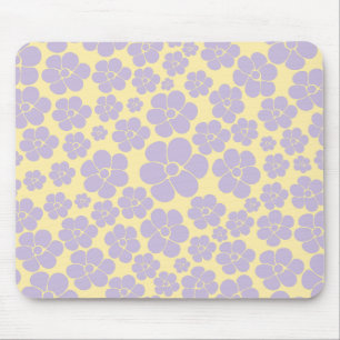 Mousepad Padrão de Flor - Amarelo e Púrpura Pastel