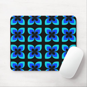 Mousepad Padrão de Flor Azul Brilhante Duas Toneladas